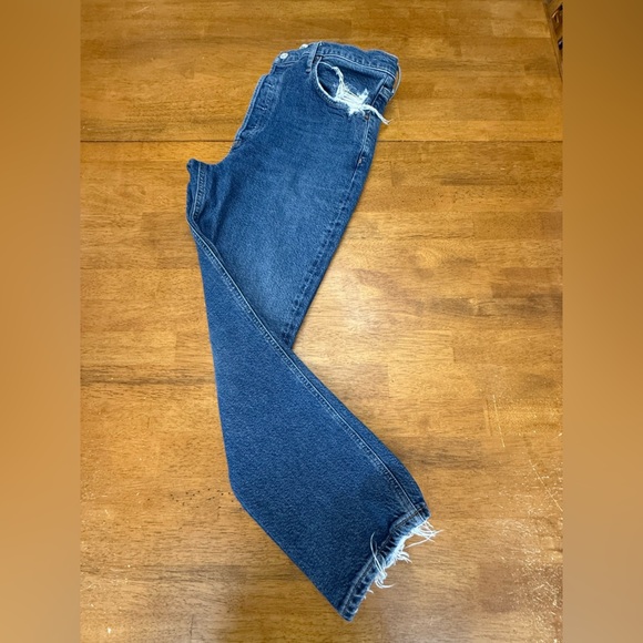 Agolde Distressed Riley Crop 32 Great Stretch Organic Cotton - Picture 1 of 8